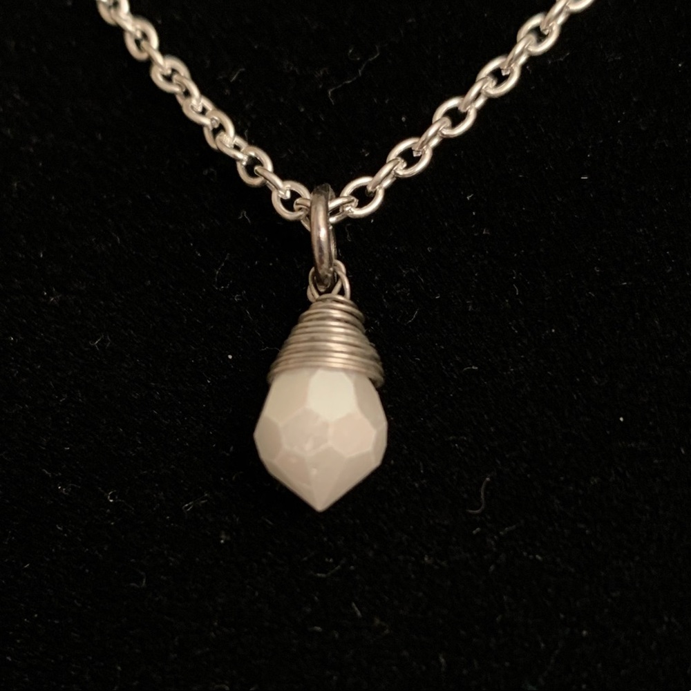 Dainty White Stone Pendant